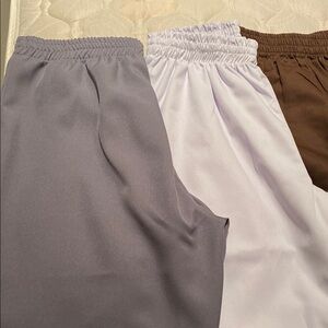 Comfy Elastic Waist Pants - Gray, White, Brown